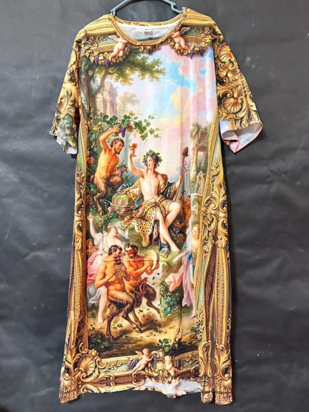 Conceptual Subculture Baroque Mythology Maxi Cotton Shirt Dress Short Sleeve 2xL - Picture 3 of 10
